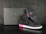 Wholesale Cheap Womens Air Jordan 1 High GS Shoes Black/White-Pink