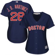 Wholesale Cheap Red Sox #28 J. D. Martinez Navy Blue Alternate Women's Stitched MLB Jersey