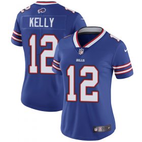 Wholesale Cheap Nike Bills #12 Jim Kelly Royal Blue Team Color Women\'s Stitched NFL Vapor Untouchable Limited Jersey
