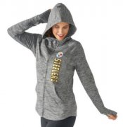 Wholesale Cheap Women's NFL Pittsburgh Steelers G-III 4Her by Carl Banks Recovery Full-Zip Hoodie Heathered Gray