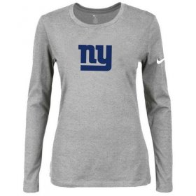 Wholesale Cheap Women\'s Nike New York Giants Of The City Long Sleeve Tri-Blend NFL T-Shirt Light Grey-2