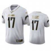 Wholesale Cheap Los Angeles Chargers #17 Philip Rivers Men's Nike White Golden Edition Vapor Limited NFL 100 Jersey