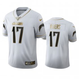 Wholesale Cheap Los Angeles Chargers #17 Philip Rivers Men\'s Nike White Golden Edition Vapor Limited NFL 100 Jersey