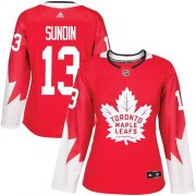 Wholesale Cheap Adidas Maple Leafs #13 Mats Sundin Red Team Canada Authentic Women's Stitched NHL Jersey