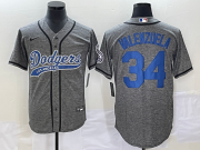 Wholesale Cheap Men's Los Angeles Dodgers #34 Fernando Valenzuela Grey Gridiron Cool Base Stitched Baseball Jersey