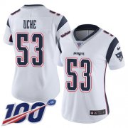 Wholesale Cheap Nike Patriots #53 Josh Uche White Women's Stitched NFL 100th Season Vapor Untouchable Limited Jersey