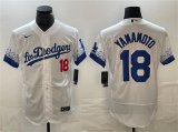 Cheap Men's Los Angeles Dodgers #18 Yoshinobu Yamamoto White City Connect Flex Base Stitched Baseball Jersey