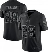 Wholesale Cheap Men's Indianapolis Colts #28 Jonathan Taylor Black Reflective Limited Stitched Football Jersey