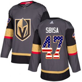 Wholesale Cheap Adidas Golden Knights #47 Luca Sbisa Grey Home Authentic USA Flag Stitched Youth NHL Jersey