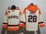 Wholesale Cheap Men's San Francisco Giants #28 Buster Posey Cream Ageless Must-Have Lace-Up Pullover Hoodie