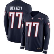 Wholesale Cheap Nike Patriots #77 Michael Bennett Navy Blue Team Color Men's Stitched NFL Limited Therma Long Sleeve Jersey