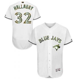 Wholesale Cheap Blue Jays #32 Roy Halladay White Flexbase Authentic Collection Memorial Day Stitched MLB Jersey