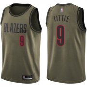 Wholesale Cheap Blazers #9 Nassir Little Green Salute to Service Basketball Swingman Jersey