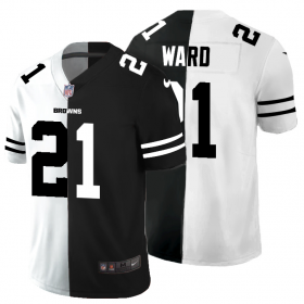 Cheap Cleveland Browns #21 Denzel Ward Men\'s Black V White Peace Split Nike Vapor Untouchable Limited NFL Jersey