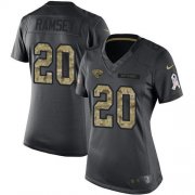Wholesale Cheap Nike Jaguars #20 Jalen Ramsey Black Women's Stitched NFL Limited 2016 Salute to Service Jersey