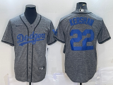 Wholesale Cheap Men's Los Angeles Dodgers #22 Clayton Kershaw Grey Gridiron Cool Base Stitched Baseball Jersey