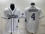 Wholesale Men's Dallas Cowboys #4 Dak Prescott White Stitched Cool Base Nike Baseball Jersey