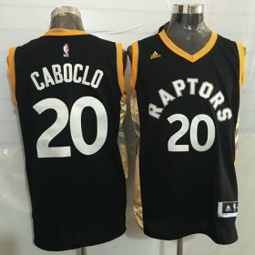 Wholesale Cheap Men\'s Toronto Raptors #20 Bruno Caboclo Black With Gold New NBA Rev 30 Swingman Jersey