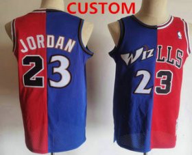 Wholesale Cheap Men\'s Chicago Bulls Custom Blue Red Two Tone Stitched Hardwood Classic Swingman Jerseys