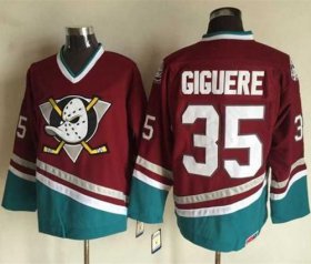 Wholesale Cheap Ducks #35 Jean-Sebastien Giguere Red CCM Throwback Stitched NHL Jersey
