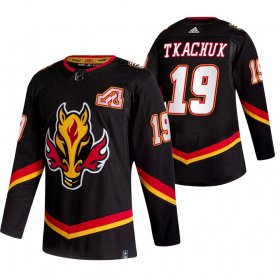 Wholesale Cheap Calgary Flames #19 Matthew Tkachuk Black Men\'s Adidas 2020-21 Reverse Retro Alternate NHL Jersey
