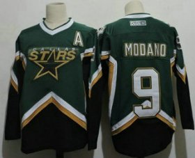 Wholesale Cheap Men\'s Dallas Stars #9 Mike Modano 2005 Green CCM Throwback Stitched Vintage Hockey Jersey