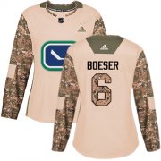 Wholesale Cheap Adidas Canucks #6 Brock Boeser Camo Authentic 2017 Veterans Day Women's Stitched NHL Jersey