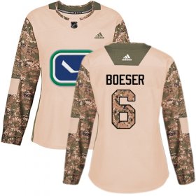 Wholesale Cheap Adidas Canucks #6 Brock Boeser Camo Authentic 2017 Veterans Day Women\'s Stitched NHL Jersey