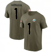 Wholesale Cheap Men's Miami Dolphins #1 Tua Tagovailoa 2022 Olive Salute to Service T-Shirt