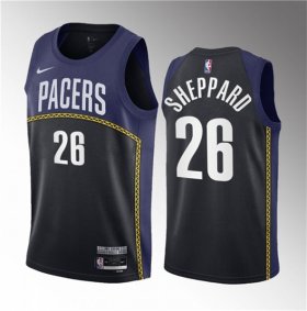 Wholesale Cheap Men\'s Indiana Pacers #26 Ben Sheppard Blue 2023 Draft City Edition Stitched Basketball Jersey