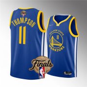 Wholesale Cheap Men's Golden State Warriors #11 Klay Thompson Royal 2022 Finals Stitched Basketball Jersey
