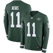 Wholesale Cheap Nike Jets #11 Denzel Mim Green Team Color Youth Stitched NFL Limited Therma Long Sleeve Jersey