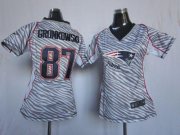 Wholesale Cheap Nike Patriots #87 Rob Gronkowski Zebra Women's Stitched NFL Elite Jersey