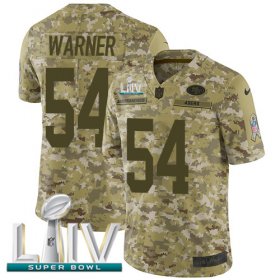 Wholesale Cheap Nike 49ers #54 Fred Warner Camo Super Bowl LIV 2020 Youth Stitched NFL Limited 2018 Salute To Service Jersey