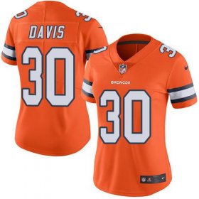 Wholesale Cheap Nike Broncos #30 Terrell Davis Orange Women\'s Stitched NFL Limited Rush Jersey