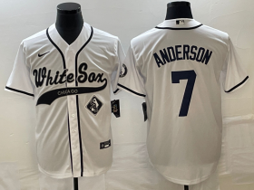 Wholesale Cheap Men\'s Chicago White Sox #7 Tim Anderson White Cool Base Stitched Baseball Jersey