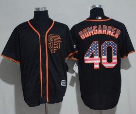 Wholesale Cheap Giants #40 Madison Bumgarner Black USA Flag Fashion Stitched MLB Jersey