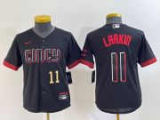 Wholesale Cheap Youth Cincinnati Reds #11 Barry Larkin Number Black 2023 City Connect Cool Base Stitched Jersey
