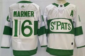 Wholesale Cheap Men\'s Toronto Maple Leafs #16 Mitch Marner White 2019 St Pats Authentic Jersey