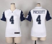 Wholesale Cheap Nike Cowboys #4 Dak Prescott White Women's Stitched NFL Elite Rush Jersey
