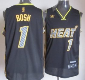 Wholesale Cheap Miami Heat #1 Chris Bosh Black Electricity Fashion Jersey