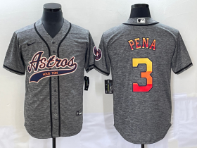 Wholesale Cheap Men\'s Houston Astros #3 Jeremy Pena Grey Gridiron Cool Base Stitched Baseball Jersey