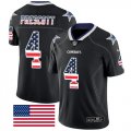 Wholesale Cheap Nike Cowboys #4 Dak Prescott Black Men's Stitched NFL Limited Rush USA Flag Jersey