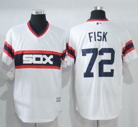Wholesale Cheap White Sox #72 Carlton Fisk White New Cool Base Alternate Home Stitched MLB Jersey