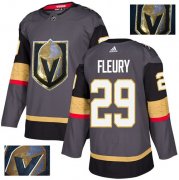 Wholesale Cheap Adidas Golden Knights #29 Marc-Andre Fleury Grey Home Authentic Fashion Gold Stitched NHL Jersey