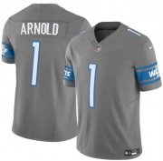 Cheap Men's Detroit Lions #1 Terrion Arnold Gray 2024 Draft F.U.S.E. Vapor Untouchable Limited Football Stitched Jersey