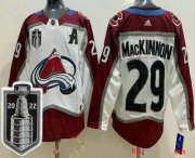 Wholesale Cheap Men's Colorado Avalanche #29 Nathan MacKinnon White 2022 Stanley Cup Stitched Jersey