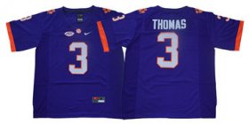 Wholesale Cheap Men\'s Clemson Tigers #3 Xavier ThomasPurple Stitched NCAA Nike 2019 New College Football Jersey