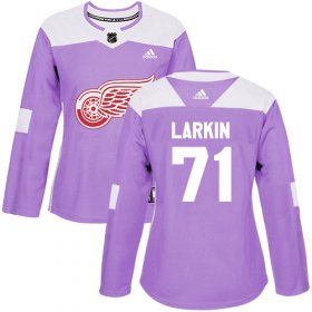 Wholesale Cheap Adidas Red Wings #71 Dylan Larkin Purple Authentic Fights Cancer Women\'s Stitched NHL Jersey