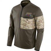 Wholesale Cheap Men's New York Giants Nike Olive Salute to Service Sideline Hybrid Half-Zip Pullover Jacket